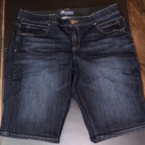 #D944- Democracy Dark Blue Denim Bermuda Shorts with Ab'solution Waistband-20W